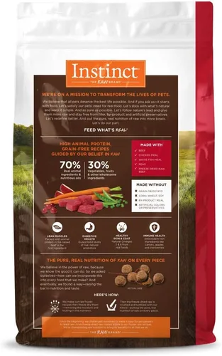 Miniatura 2 de Instinct Alimento Seco Original para Perros, Croquetas con Recubrimiento Crudo, Alta Proteína, Receta Sin Granos - Carne de Res Real, Bolsa de 20 lb