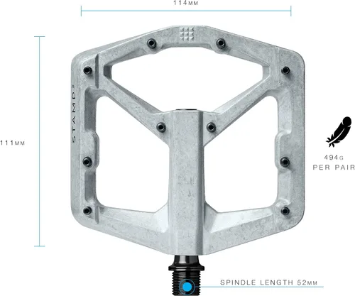 Miniatura 2 de Crankbrothers Stamp Pedales Planos MTB - Pedales de Bicicleta Ligeros, Versátiles y Duraderos de Tamaño Específico Crudo y plata