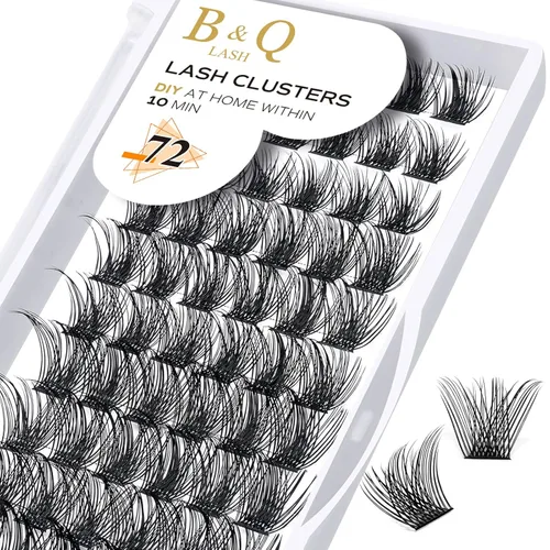 Extensiones de pestañas en racimo para colocar uno mismo, 72 racimos de pestañas rizadas C, D, B&Q LASH Mega, pestañas individuales para volumen,