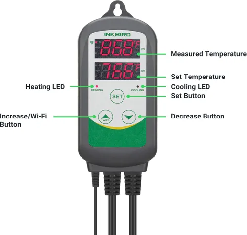Miniatura 6 de Inkbird WiFi ITC-308 Controlador digital de temperatura Termostato para acuario calentador y enfriador de acuario, con sensor impermeable.