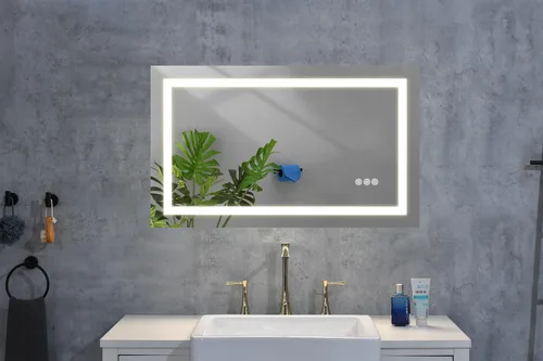 Miniatura 7 de 40 x 26 luces LED espejo montado en la pared para baño con alto lumen+antivaho control por separado + función de atenuación