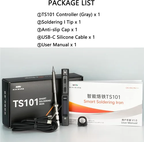 Miniatura 9 de TS101 Soldador de soldar TS100 Actualizado 90W PD 65W DC Estación de soldadura de bolsillo inteligente programable Kit con puntas I originales