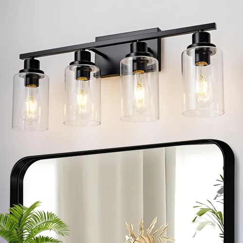 Miniatura 16 de 4 Luces Accesorios de Iluminación para Baño Níquel Cepillado Luz de Tocador Sobre Espejo Moderno Estilo Granja Apliques de Iluminación de Pared