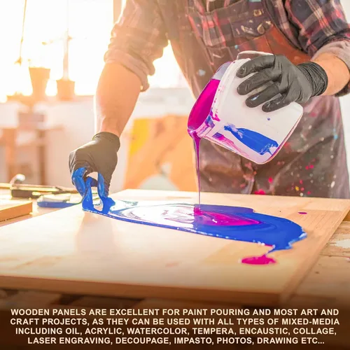 Miniatura 5 de U.S. Art Supply Paneles de madera acunados sin terminar para pintar, paquete de 5 tableros de lona de madera de abedul de estudio de 3/4 pulgadas