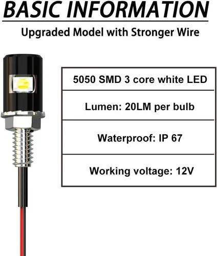 Miniatura 5 de Luz para matrícula, tornillo de matrícula, LED, superbrillante 12 V, impermeable, bombilla LED para placa de matrícula, para motocicleta, camión