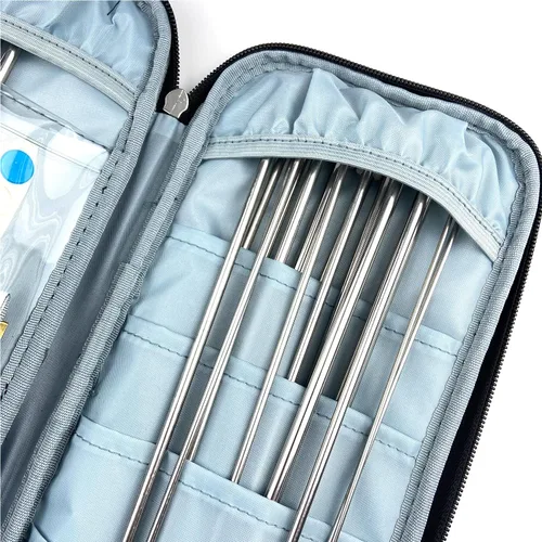 Miniatura 4 de Mdoker Juego de agujas de tejer de aluminio con estuche, 22 agujas de tejer rectas de un solo punto, agujas de suéter de 13.5 pulgadas de longitud