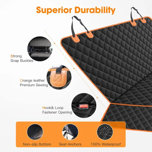 Miniatura 7 de MIXJOY Funda de asiento para perro para asiento trasero, fundas impermeables para asientos de perros, protector de asiento de automóvil para perros