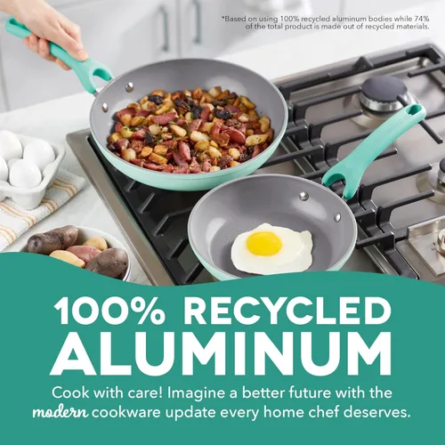 Miniatura 2 de Dash Dream Green - Juego de utensilios de cocina de aluminio reciclado, antiadherentes con revestimiento de cerámica y compatibles con inducción