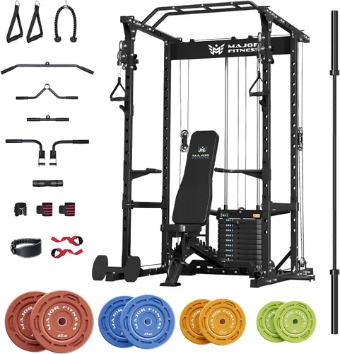 Miniatura 11 de MAJOR FITNESS Drone1 Power Cage - Rack de potencia multifunción para gimnasio en casa, estante para sentadillas, sistema de cruce de cables