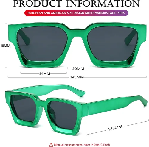 Miniatura 93 de AIEYEZO Gafas de sol cuadradas para mujeres y hombres, gafas de sol cuadradas con montura gruesa, estilo de diseñador simple