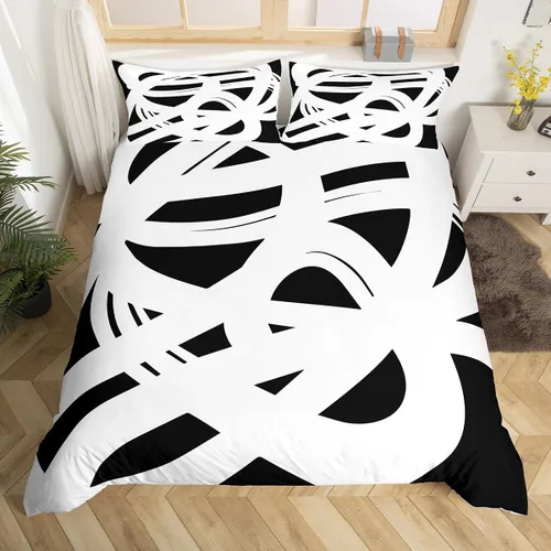 Miniatura 8 de Manfei Juego de ropa de cama de silueta de ciervo, tamaño individual, funda de edredón con patrón de flechas y cuernos con 1 funda de almohada
