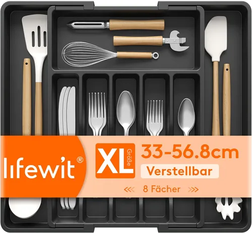 Miniatura 39 de Lifewit Organizador de cajones de cubiertos, bandeja expandible para utensilios de cocina, soporte para vajilla y cubiertos libre de BPA