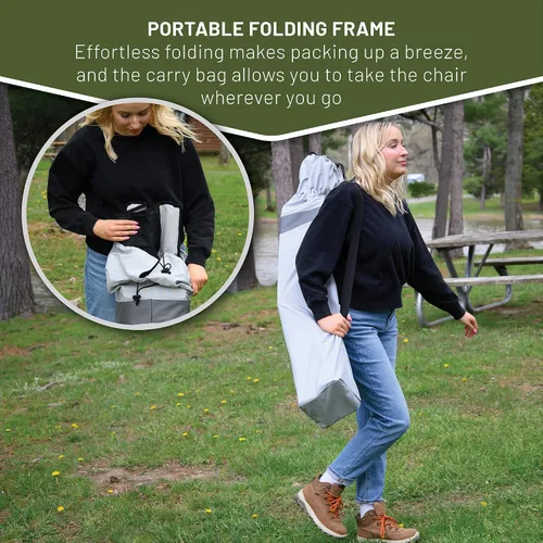 Miniatura 8 de TIMBER RIDGE Silla plegable de campamento para adultos, sillas plegables de aluminio con respaldo alto con organizador de tazas y reposacabezas