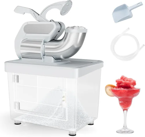 Miniatura 11 de COSTWAY Trituradora de hielo eléctrica, máquina de cono de nieve de 660 libras/h con cuchillas dobles, máquina de hielo afeitado aprobada por ETL