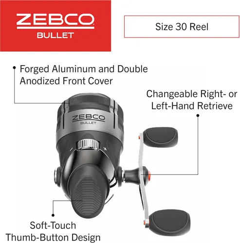 Miniatura 3 de Zebco Bullet Spincast Reel and Fishing Rod Combo, IM8 Graphite Fishing Pole with MaxTac Grip Rod Handle, Changeable Right- or Left-Hand Retrieve