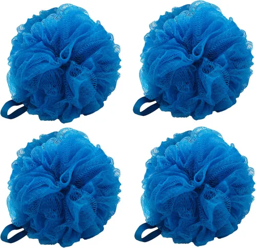 Esponja de baño de malla (4 unidades) (azul)