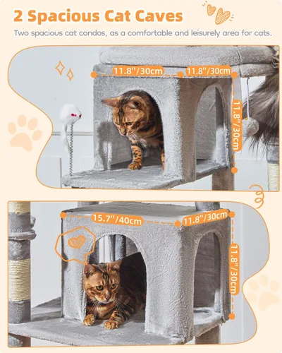 Miniatura 5 de Taoqimiao - Árbol para gatos, torre de gatos de 77 pulgadas para gatos grandes, condominios de varios niveles para gatos de interior con 2
