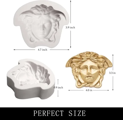 Miniatura 2 de Medusa - Molde de silicona para fondant, molde para hornear chocolate de diosa de mitología, molde de decoración de cabeza de dibujos animados