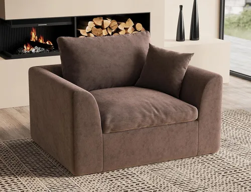Miniatura 56 de ohllob Sofás seccionales Cloud de 110 pulgadas para sala de estar, sofá deshuesado en forma de L con otomana, sofá modular de 3 plazas, color negro