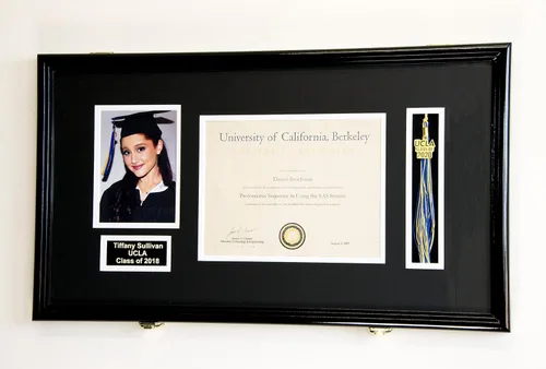 Miniatura 36 de Marco de diploma de graduación personalizado con borla, tapa de fotos grabado, vitrina para certificado de 11 x 8.5 pulgadas con colores Acabado