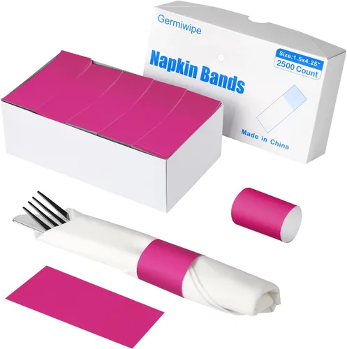 Miniatura 18 de Germiwipe - 2500 servilletas negras, servilleteros de papel autoadhesivos, bandas de cubiertos perfectas para fiestas de cumpleaños, bodas