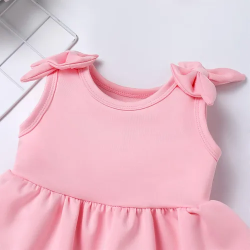 Miniatura 4 de Baby Girl Tutu Dress Summer Sleeveless Ruffle Princess Birthday Party Dresses Flower Bowknot Sundress with Headband Set