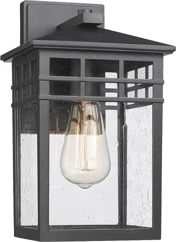 Miniatura 8 de Lámpara de pared para exteriores, apliques de pared negros con vidrio sembrado para porche delantero, farol de pared cuadrado grande de 9 pulgadas