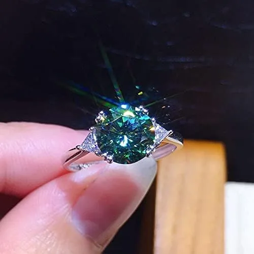 Miniatura 4 de Anillo brillante de diamantes completos de 3 quilates de corte redondo con circonita cúbica, anillo de compromiso para mujer, anillo de plata