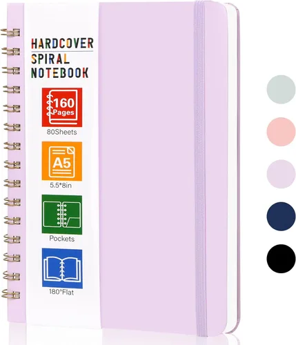 Miniatura 14 de LABUK Cuaderno de espiral de 8.5 x 11 pulgadas, cuadernos A4 de tapa dura para mujer, 55 hojas y 110 páginas, diario grande para el trabajo