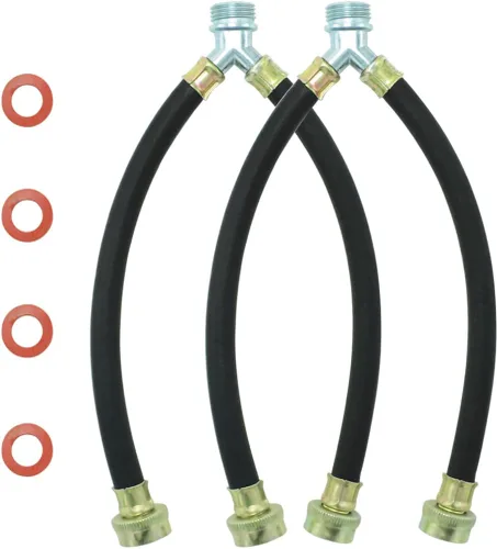 TT FLEX Conector de Manguera Mezcladora en Y de Goma para Lavadora, 1 pie (12") de Longitud para Suministro de Agua Caliente y Fría Mezclada,