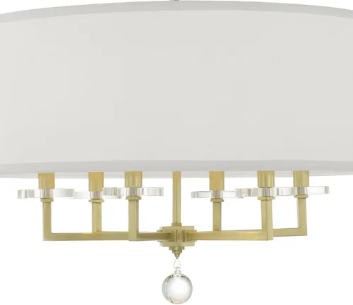 Miniatura 4 de Crystorama Paxton - Candelabro de latón envejecido con 6 luces, lámpara de techo para pasillo, sala de estar, vestíbulo, casa de campo, lámpara