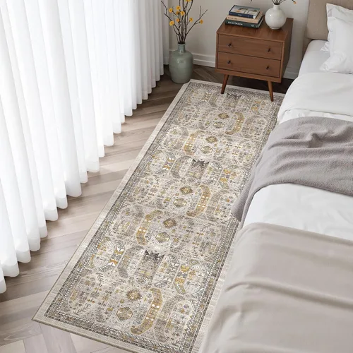 Miniatura 863 de Madane Tapete lavable de 2 x 10 pies para pasillo, cocina, recibidor, clásico, suave, antideslizante para interiores, casa de campo, baño, sala
