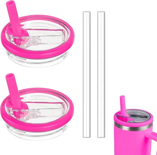 Miniatura 10 de Paquete de 2 vasos de repuesto de 30 onzas con tapa abatible con popote para Stanley Quencher, tapa a prueba de fugas para vaso Stanley-H2.0