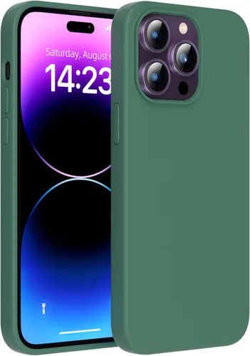 Miniatura 9 de Funda para iPhone 14 Pro, funda de silicona líquida, forro de microfibra suave antiarañazos, [protección de cuerpo completo de grado militar], funda