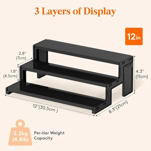 Miniatura 3 de Lifewit Soporte para cupcakes, organizador de colonia de perfume, montaje sin herramientas, elevador de exhibición, estante para especias, soporte
