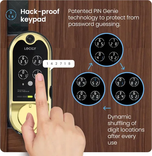 Miniatura 3 de Lockly Vision Smart Lock con timbre de video HD, cerradura de puerta de huellas dactilares para puerta delantera, teclado de pantalla táctil