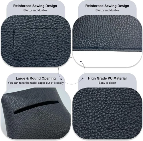 Miniatura 4 de Funda para caja de pañuelos 5 x 5 x 5 pulgadas de piel sintética, organizador cuadrado de caja de pañuelos en cubo para baño, encimera de tocador