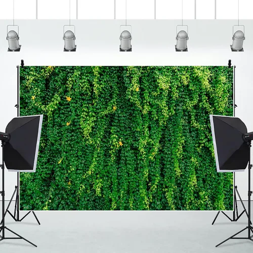 Miniatura 5 de Renaiss Fondo de pared de hojas verdes naturales de 5 x 3 pies, para primavera, césped, boda, fotografía, fondo para recién nacidos, baby shower