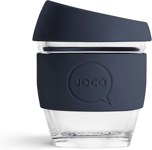 JOCO Taza 4oz - Taza clásica reutilizable de vidrio de borosilicato eco-innovador - (Mood Indigo)