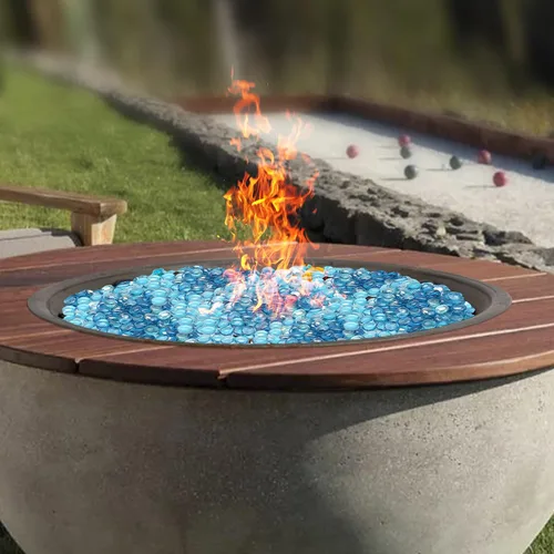 Miniatura 4 de Skyflame Cuentas de vidrio de fuego de 10 libras para chimenea de fuego, tamaño de 1/2 pulgada, gotas de fibra de vidrio mezcladas decorativas