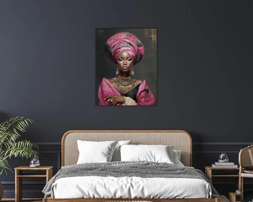 Miniatura 292 de Arte de pared afroamericano, decoración de rey y reina bailarín negro para sala de estar, arte de pareja de amor negro para dormitorio, lienzo