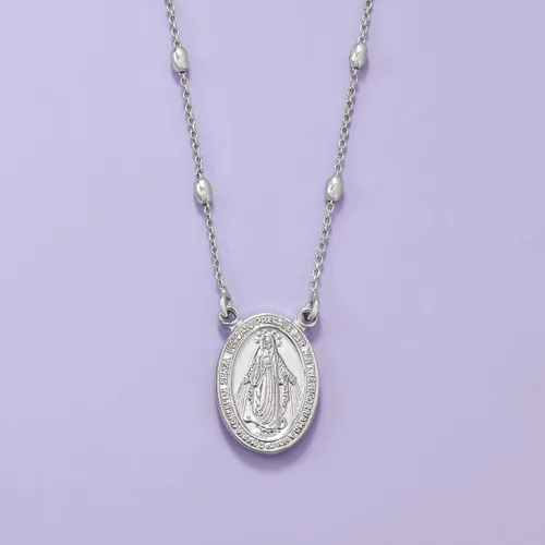 Miniatura 8 de Ross-Simons Italian Sterling Silver Miraculous Medal Beaded Station Necklace