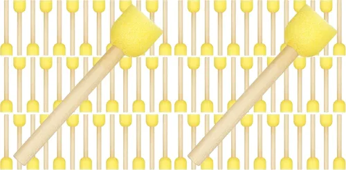 Miniatura 7 de Outus Juego de 40 brochas redondas de espuma de esponja para pintar con mango de madera, plantilla de espuma, herramientas de pintura para pintar