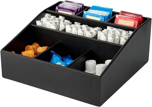 Restaurantware - Organizador de condimentos de café de 11.75 x 5.5 pulgadas, 1 organizador cuadrado de crema - 9 compartimentos, resistente a la
