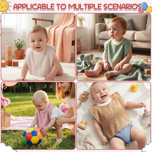 Miniatura 6 de Foaincore 3 piezas de cobertura completa para niños pequeños, baberos de bebé, baberos absorbentes de algodón toalla de rizo para niños pequeños