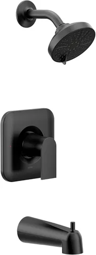 Miniatura 2 de Moen Genta LX Negro Mate Juego de Ducha Moderno con Equilibrio de Presión con Cabezal de Ducha, Manija de Palanca y Caño de Bañera, Requiere Válvula