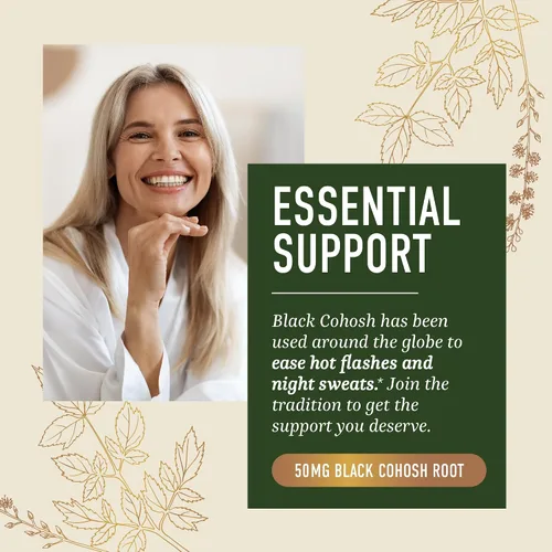 Miniatura 5 de Gomitas de cohosh negro para alivio de la menopausia, sofocos y sudores nocturnos, 50 mg de raíz de cohosh negro para mujeres, sin gluten