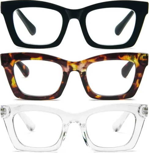 Miniatura 12 de REAVEE Oprah Style - Lentes de lectura para mujer, bloqueo de luz azul, elegantes y de gran tamaño, bisagra de resorte Negro