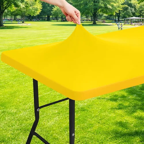 Miniatura 22 de Moosfor Mantel rectangular de elastano de 4 pies, manteles elásticos ajustables para pícnic, funda elástica y lavable para mesa de patio para Azul