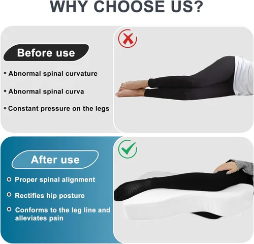 Miniatura 6 de Almohada de rodilla refrescante para dormir de lado, almohada de piernas 100% relleno de espuma viscoelástica para dormir de lado, almohada